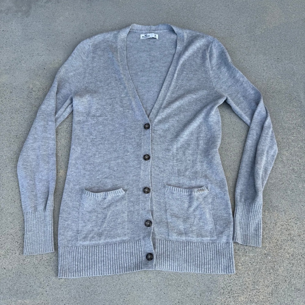 Hollister Women Gray Cardigan Sweater Size‎ M